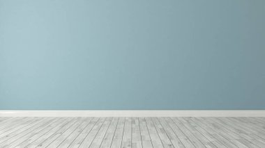 mavi duvar arka plan beyaz parke ile