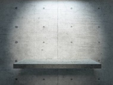 spot ışığı altında beton standı