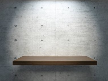 spot ışığı altında ahşap stand