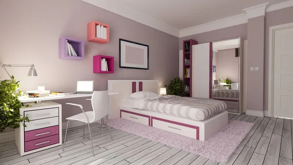 Teen girl bedroom design idea — Stock Photo, Image