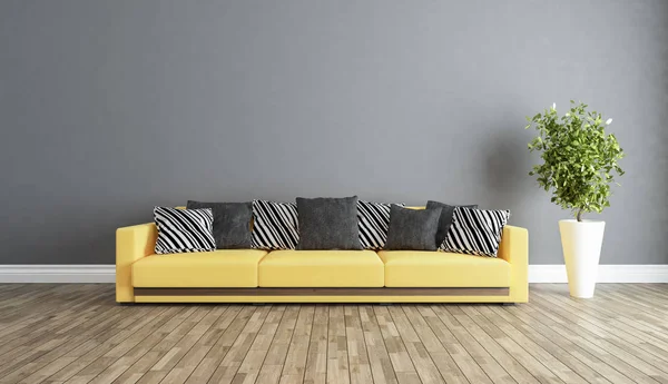 Obývací pokoj s myšlenkou design interiéru šedou zeď — Stock fotografie