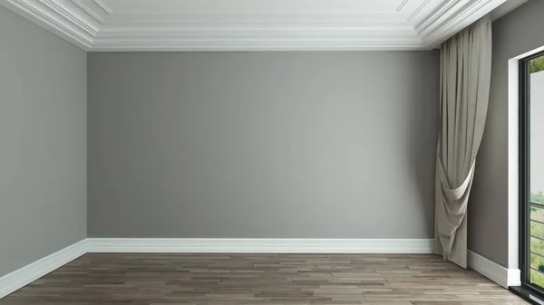 Пустой фон интерьера комнаты с занавесом — стоковое фото