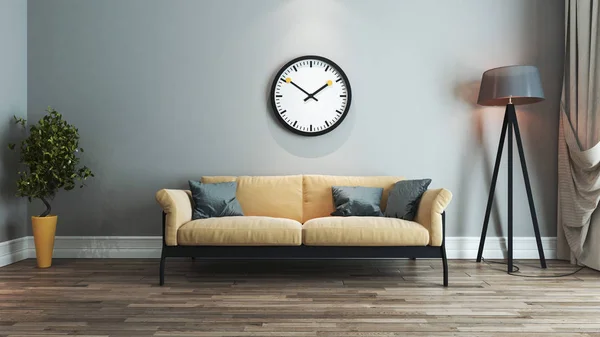 Salón idea de diseño de interiores con reloj — Foto de Stock