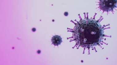 Tehlikeli Cordemic Coronavirus covid-19 gribi. Mor arka planı ve derin alan etkisi olan 3D..