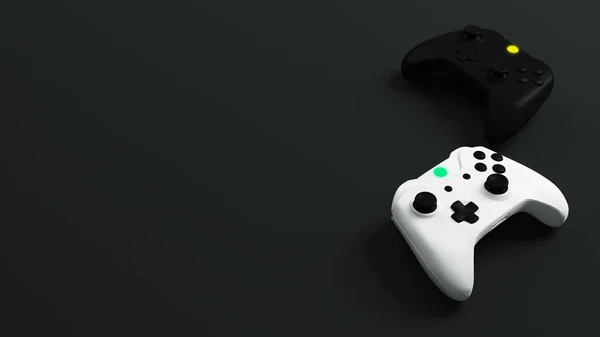 Competição Jogos Joystick Branco Preto Com Fundo Preto Renderização — Fotografia de Stock