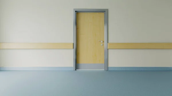 Epmty Νοσοκομείο Διάδρομο Και Πόρτα Δωματίου Πάτωμα Ρεαλιστική Απόδοση — Φωτογραφία Αρχείου