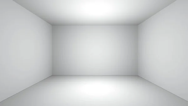 白色清洁空房间空间逼真3D渲染 — 图库照片