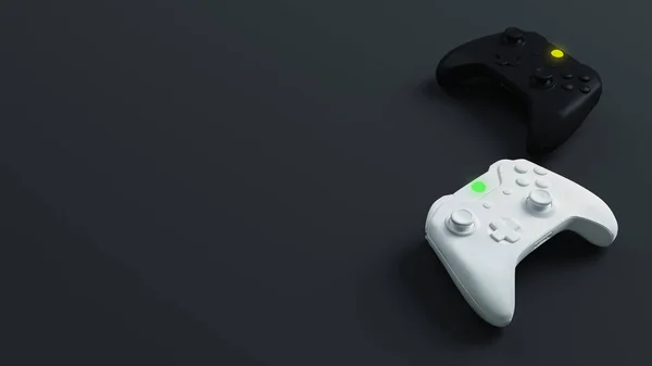 Joystick Branco Preto Com Fundo Escuro Competição Jogos Renderização — Fotografia de Stock