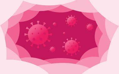 Coronavirus COVID-19 İçerideki Hasta Boğazı, Burun, Akciğer ve Solunum Sistemi Araştırma ya da Çalışma. Roman Corona Virüs Salgını 'nın Vektör İllüstrasyonu. Infographic & Yazdırma için iyi.