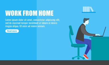 Coronavirus COVID-19 salgını sırasında ev bilgisayarından öğrenin, çalışın ya da çalışın. Telekonferans Video Konferansı Uzaktan Çalışma, Çevrimiçi Sınıf, Görev, Görev veya Tartışma Konsepti Vektörü. 