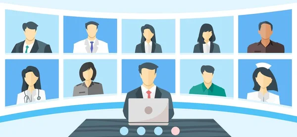 Global Kriz Telekonferansı, Çevrimiçi Sanal Toplantılar Video Webinars, Başkan, Senatör, Bilim adamı, Doktor, Hemşire, Askeri General, Polis, CEO, & Coronavirus COVID-19 Salgınını Durdurmak İçin Eylemci.