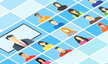Online Sınıf. Telekonferansla ya da Coronavirus COVID-19 Salgın Kapanış Ekranı sırasında TV Video Konferansı Çağrısı ile Evden Okul Öğren. Acil Durum Okulu, Kolej & Kursu.