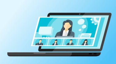 Çevrimiçi Sanal Uzaktan Görüşmeler, TV Video Web Konferansı Telekonferansı. Şirketin CEO 'su Yönetici Müdür & Personel Ekibi Ev WFH Cloud Canlı Yayın Çalışması Öğrenin Webinars Collab 