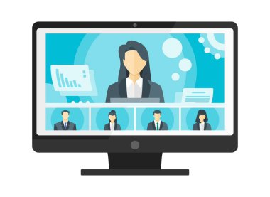 Çevrimiçi Sanal Uzaktan Görüşmeler, TV Video Web Konferansı Telekonferansı. Şirketin CEO 'su Yönetici Müdür & Personel Ekibi Ev WFH Cloud Canlı Yayın Çalışması Öğrenin Webinars Collab 