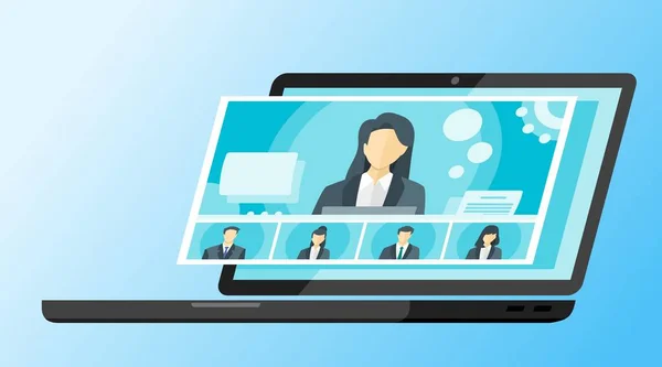 Online Virtual Remote Meetings Τηλεδιάσκεψη Τηλεόρασης Διευθύνων Σύμβουλος Της Εταιρείας — Διανυσματικό Αρχείο