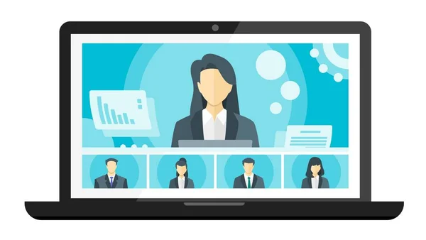 Online Virtual Remote Meetings Τηλεδιάσκεψη Τηλεόρασης Διευθύνων Σύμβουλος Της Εταιρείας — Διανυσματικό Αρχείο