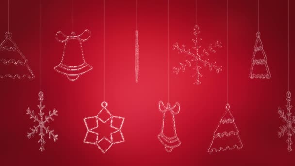 Christmas Symbols Perfect Background Animation Looped Spinning Strings Solid Background — Stockvideo