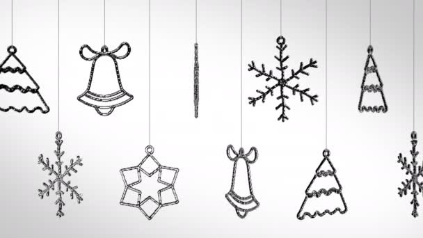 Christmas Symbols Perfect Background Animation Looped Spinning Strings Solid Background — Stockvideo