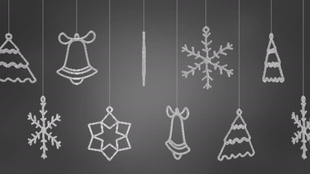 Christmas Symbols Perfect Background Animation Looped Spinning Strings Solid Background — Stock Video