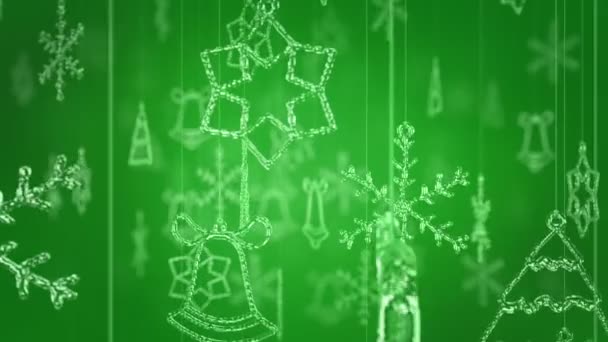 Політ Між Різдвяними Символами Ідеальний Фон Анімація Петлі Обертання Струнах — стокове відео