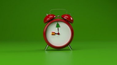 Noel konusunda kavramsal alarm saati. Hediyelere ve yeşil ağaçlara geri sayım. Son kare kolay çevrilebilir olabilir. Bir alfa kanal içerir.