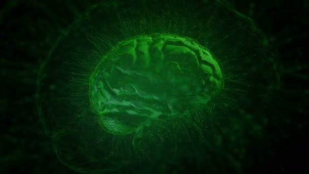 Cerebro Digital Inteligencia Artificial Radiografía Cabeza Rayos Rotatorios Los Lóbulos — Vídeo de stock