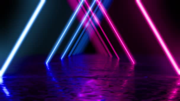 发光的霓虹灯隧道 摘要无缝背景 荧光紫外线光 高质量3D渲染动画 蓝色粉红颜料 视频是循环的 — 图库视频影像