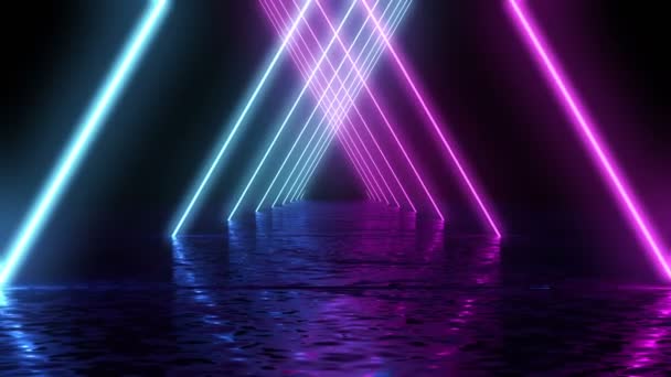 Tunnel Neon Luminoso Sfondo Astratto Senza Cuciture Luce Ultravioletta Fluorescente — Video Stock