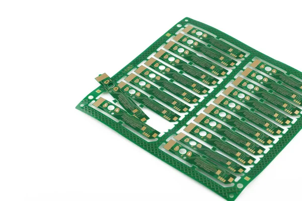 Multiplikation Tryckta Kretskort Pcb Isolerad Den Vita Bakgrunden Pcb Enhet — Stockfoto