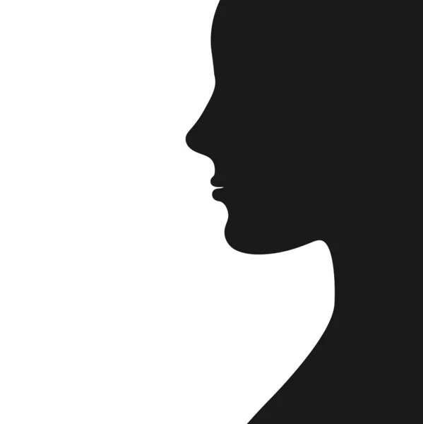 Hermosa Mujer Silueta Media Cara Negra Perfil Vector Eps10 — Vector de stock