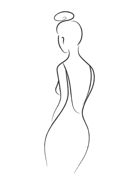 Silueta Mujer Ilustración Contorno Moda Simple Eps10 — Vector de stock