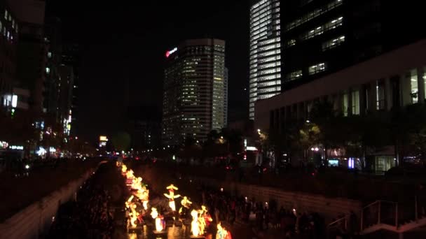 Seoul Latarnia festiwalu w Cheonggye Square — Wideo stockowe