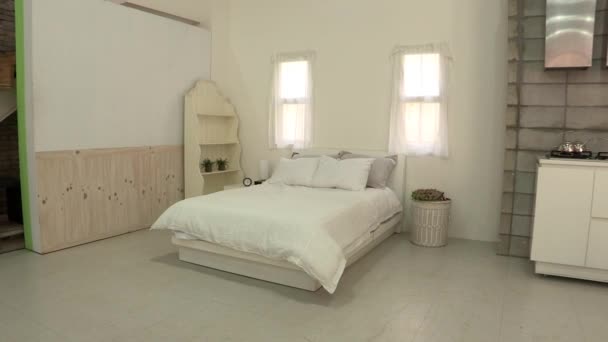 Interior Diseño Color Claro Del Dormitorio Zoom Seúl Corea — Vídeo de stock