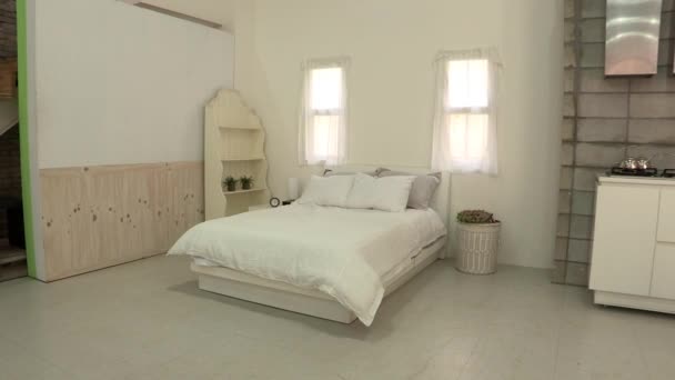 Light Colored Design Interior Bedroom Zoom Seoul Korea — Stock Video