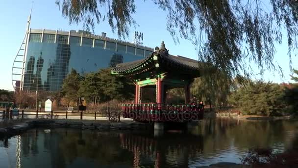 Zomerhuis paviljoen in Yeouido Park — Stockvideo