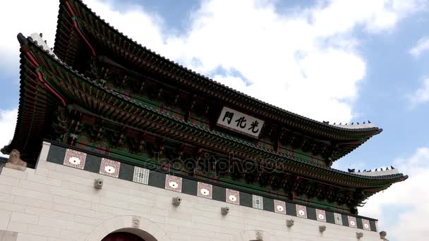 Gwanghwamun gate of Gyeongbokgung Palace — Stock Video