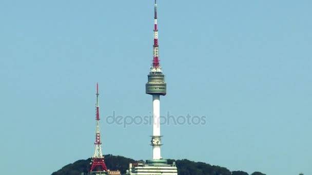 Σεούλ Πύργο στο βουνό Namsan — Αρχείο Βίντεο