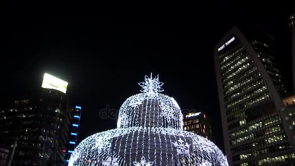 Decorado fonte de Natal em Fountain Square — Vídeo de Stock