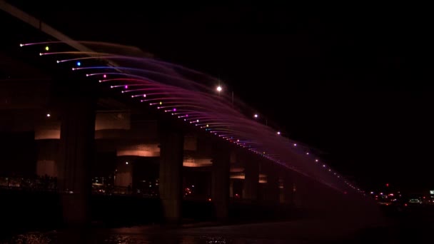 Banpo Bridge and fountain show — Stock Video