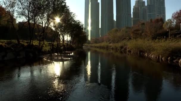 Apartman kompleksi güzel göl kıyısında — Stok video