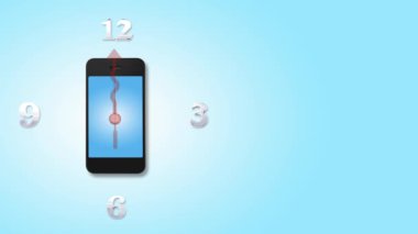 döner saat oklar ve Doları sembolleri, e-iş kavramı ile smartphone 