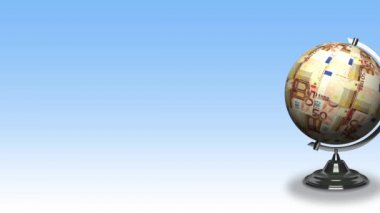 euro banknot, küresel ekonomi kavramı küre dönen 