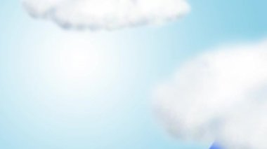 Düşen Doları ile iş kavramı grafik bulutlar mavi zemin üzerine