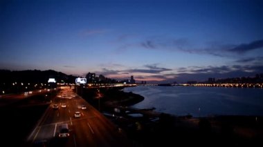 Gece trafik cityscape Seul