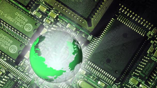 Communication Concept Planet Earth Motherboard Background — Stock Video