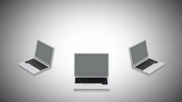 Laptops Mit Vorhängeschlössern Auf Bildschirmen Sicherheitskonzept — Stockvideo