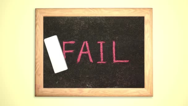 消去の失敗という言葉をスポンジし 教育概念に表示されるマーク — ストック動画