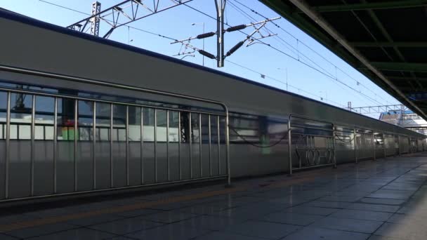 Trem Moderno Passando Por Estação Seul Coréia — Vídeo de Stock