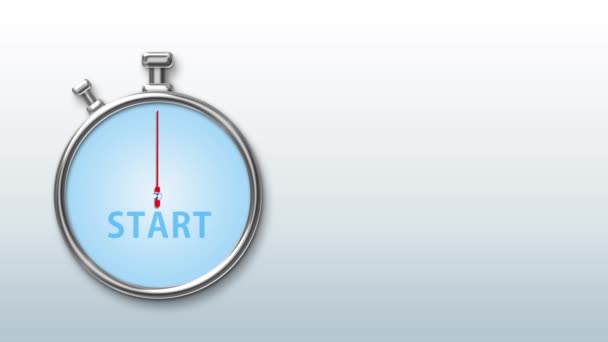 Concept de temps avec chronomètre avec lettres de début et de fin sur fond gris dégradé 