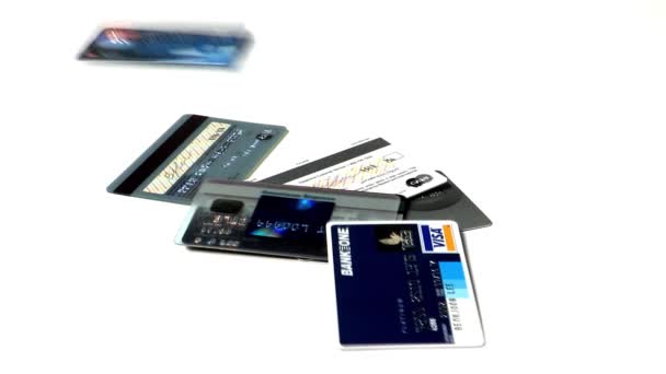 浅背景下的信用卡收藏 — 图库视频影像